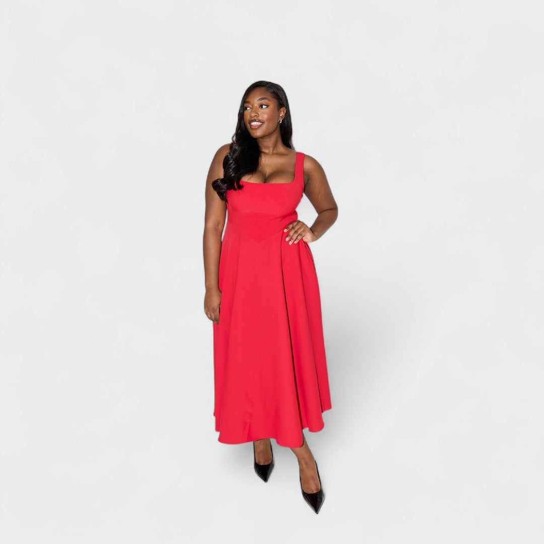 Adeline | Timeless Square-Neck Midi Dress