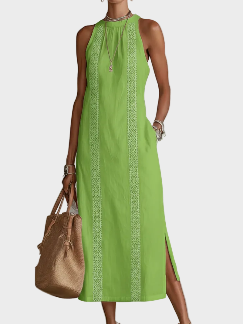 Jemma | Linen Midi Dress Green, photo studio