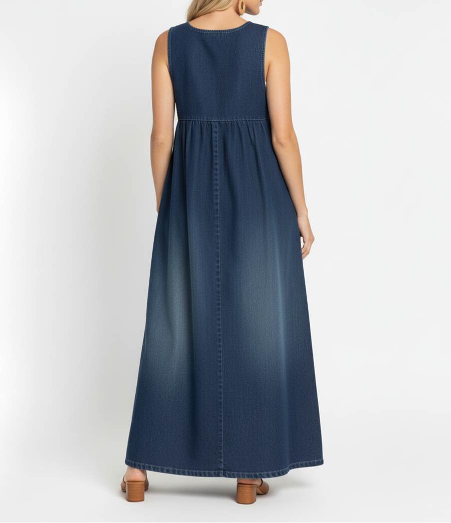Vintage Strappy Denim Maxi Dress
