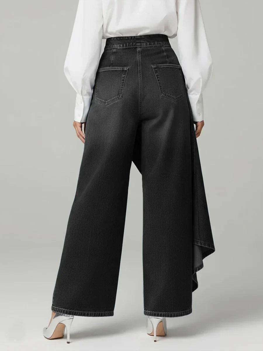 Reya High-Waisted Wide-Leg Jeans Black, photo studio