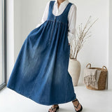Vintage Strappy Denim Maxi Dress