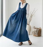 Vintage Strappy Denim Maxi Dress