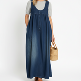 Vintage Strappy Denim Maxi Dress