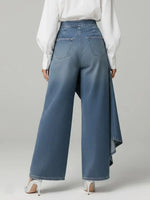 Reya | High-Waisted Wide-Leg Jeans with a Draped Wrap Panel
