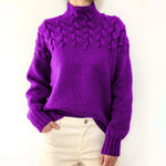 Brown Cable Knit High-Neck Jumper