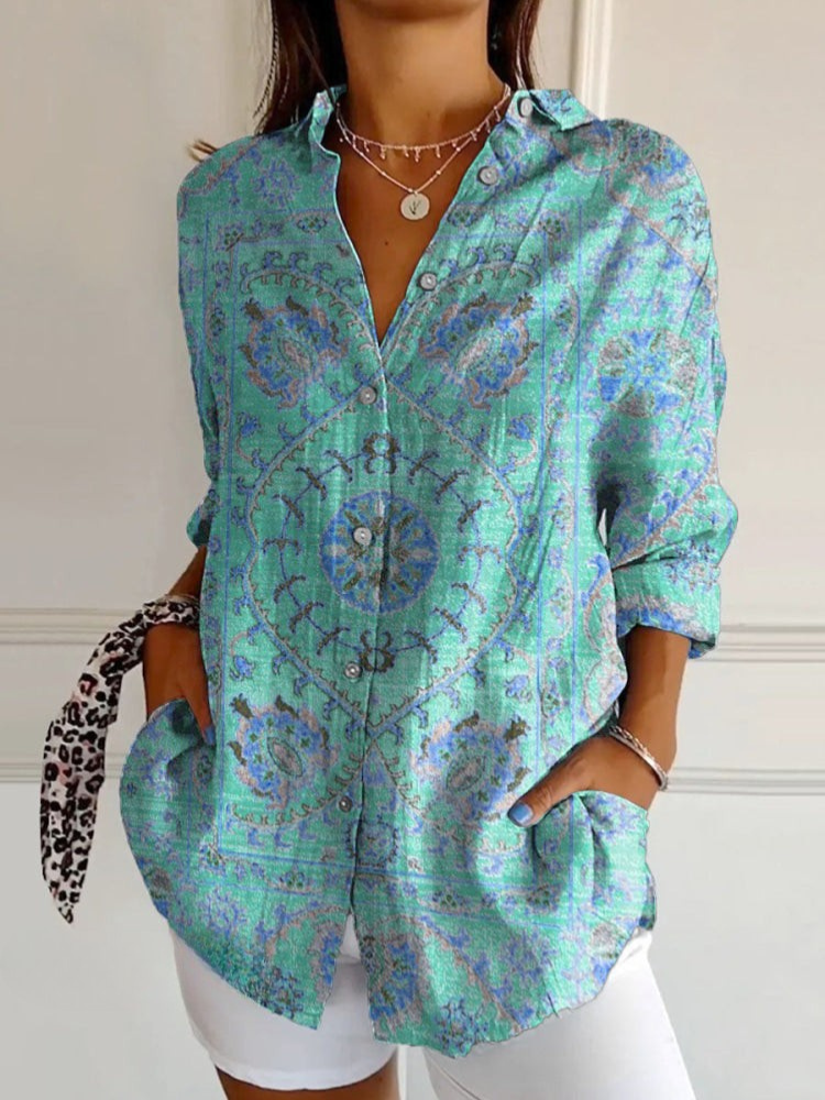 Venetia | Retro-Inspired Top Blue, studio photo