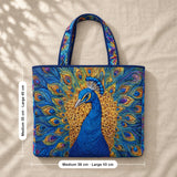 Petronella | Quilted Tote Bag with a Peacock in Full Display