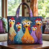 Philomena | Quilted Tote Bag with Five Cheeky Hens