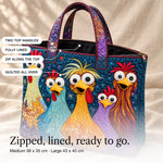 Philomena | Quilted Tote Bag with Five Cheeky Hens