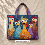 Philomena | Quilted Tote Bag with Five Cheeky Hens
