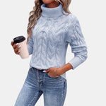 Pink Cable Knit Turtleneck Jumper