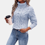 Pink Cable Knit Turtleneck Jumper