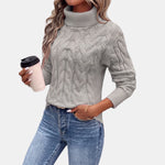 Pink Cable Knit Turtleneck Jumper