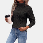 Pink Cable Knit Turtleneck Jumper