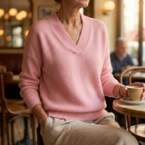 Pink V-Neck Jumper