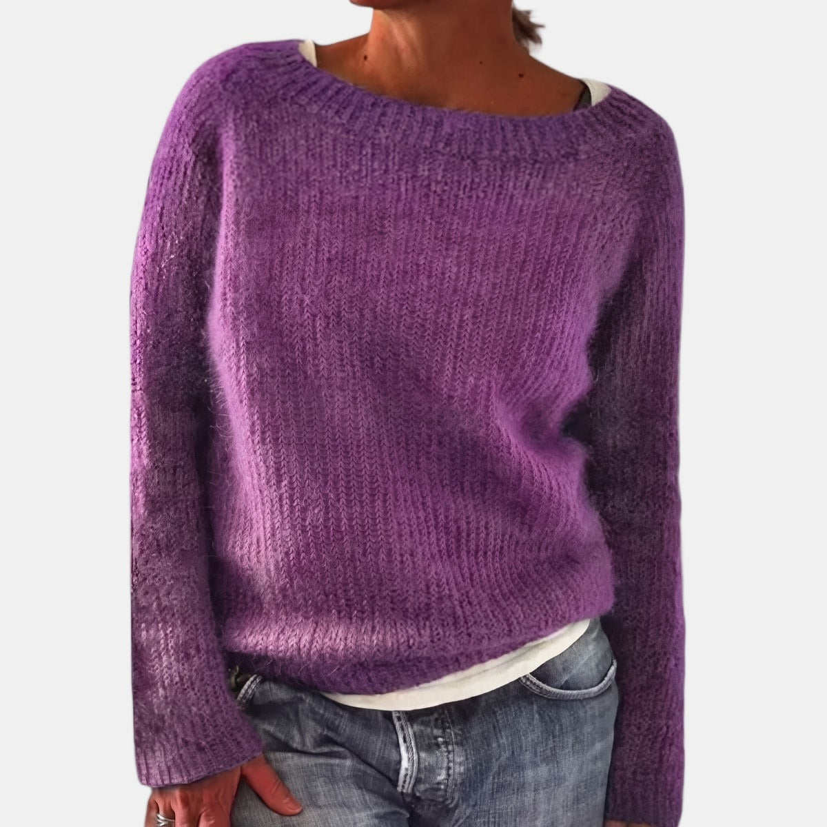 Plain Nordic Jumper Plum, studio photo
