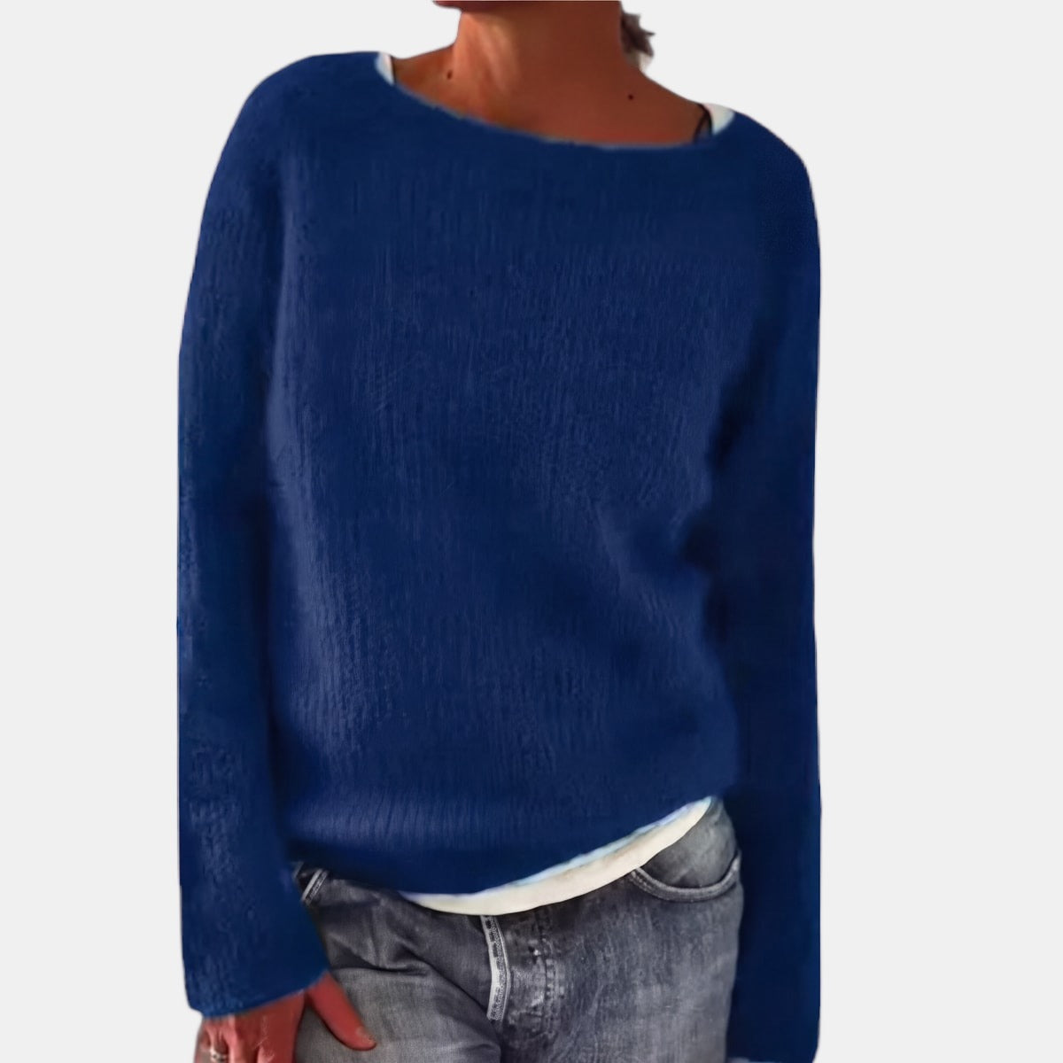 Plain Nordic Jumper Navy, studio photo