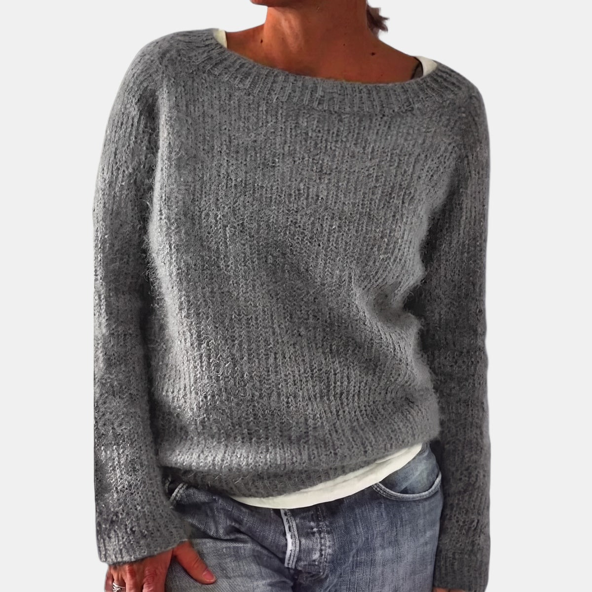 Plain Nordic Jumper Grey, studio photo