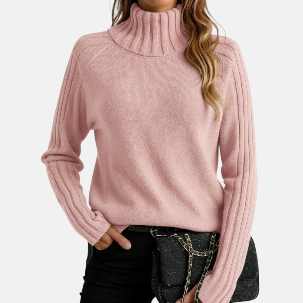 Camel High-Neck Jumper Pink, studio photo