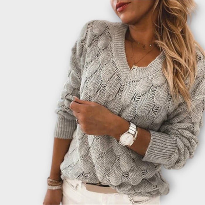 Scale Pattern V-Neck Jumper