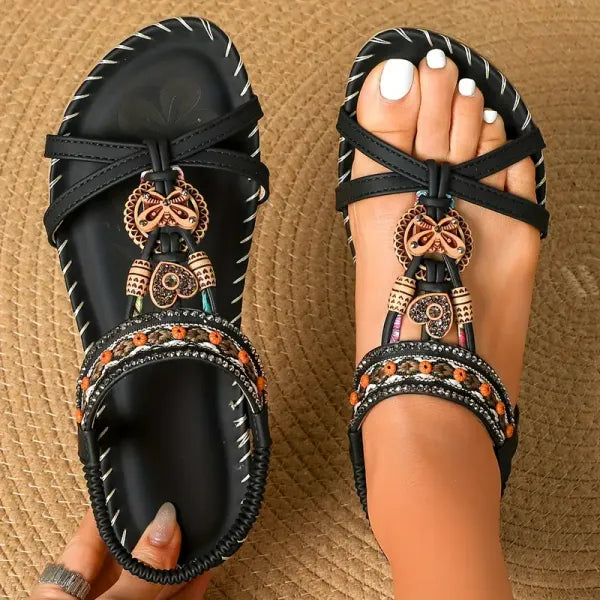 Honey | Beaded Orthopaedic Sandals with an Elastic Heel Strap