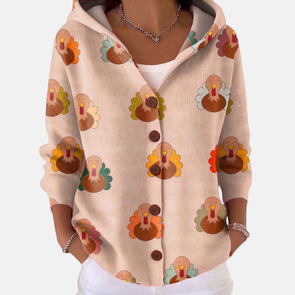 Pumpkin Hooded Cardigan