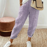 Rylie | Pinstripe Trousers with Rolled Cuffs