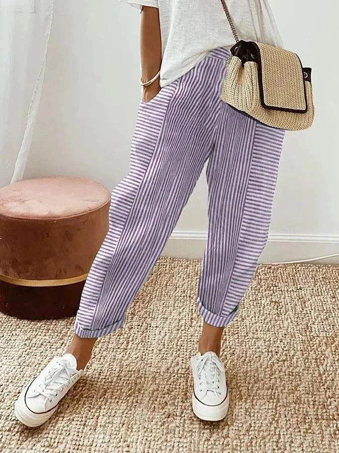 Rylie Striped Trousers Purple, photo studio