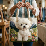 Quilted Handcrafted Bag - Bichon Frise