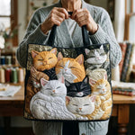 Quilted Handcrafted Bag - Sleeping Cats