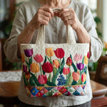 Quilted Handcrafted Bag - Tulip Garden