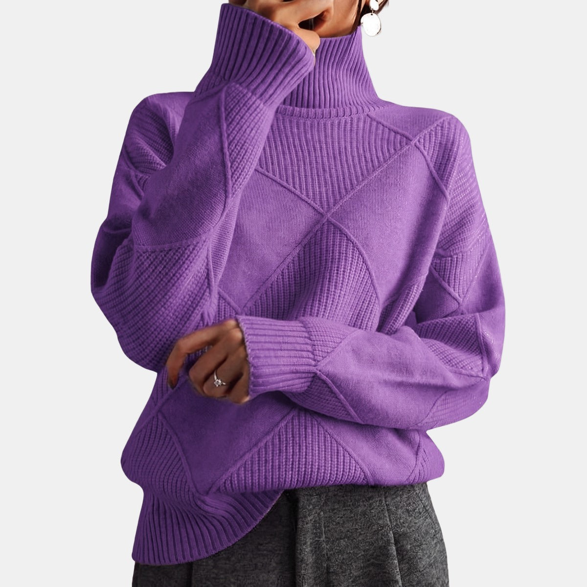 Quilted High-Neck Jumper