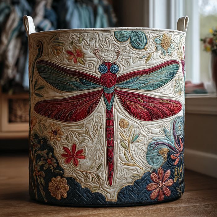 Quilted Laundry Basket - Art Deco Dragonfly