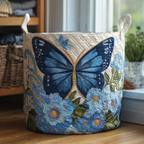 Quilted Laundry Basket - Blue Butterfly