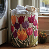 Quilted Laundry Basket - Colourful Tulips