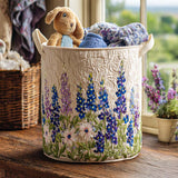 Quilted Laundry Basket - Field Lupins