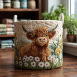 Quilted Laundry Basket - Highland Cow