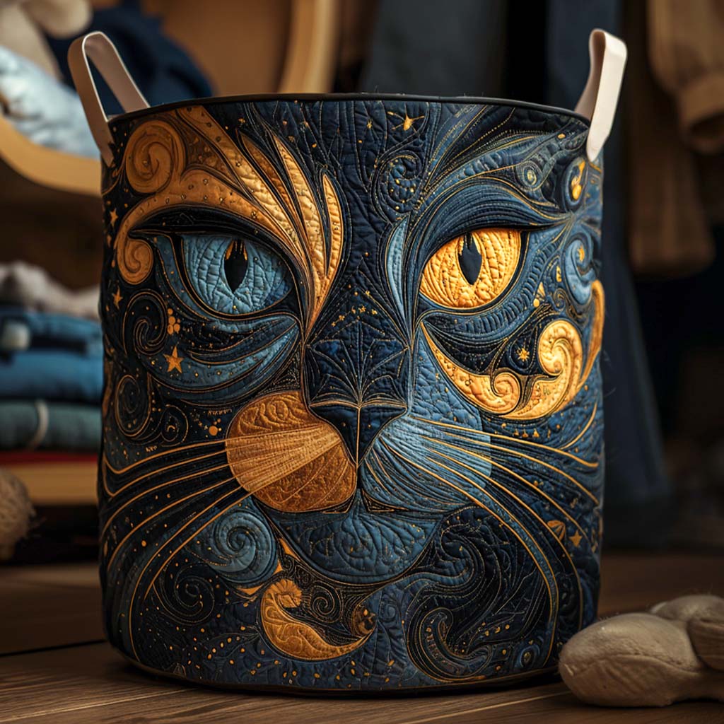 Quilted Laundry Basket - Mystic Cat