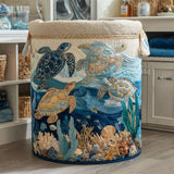 Quilted Laundry Basket - Sea Turtles
