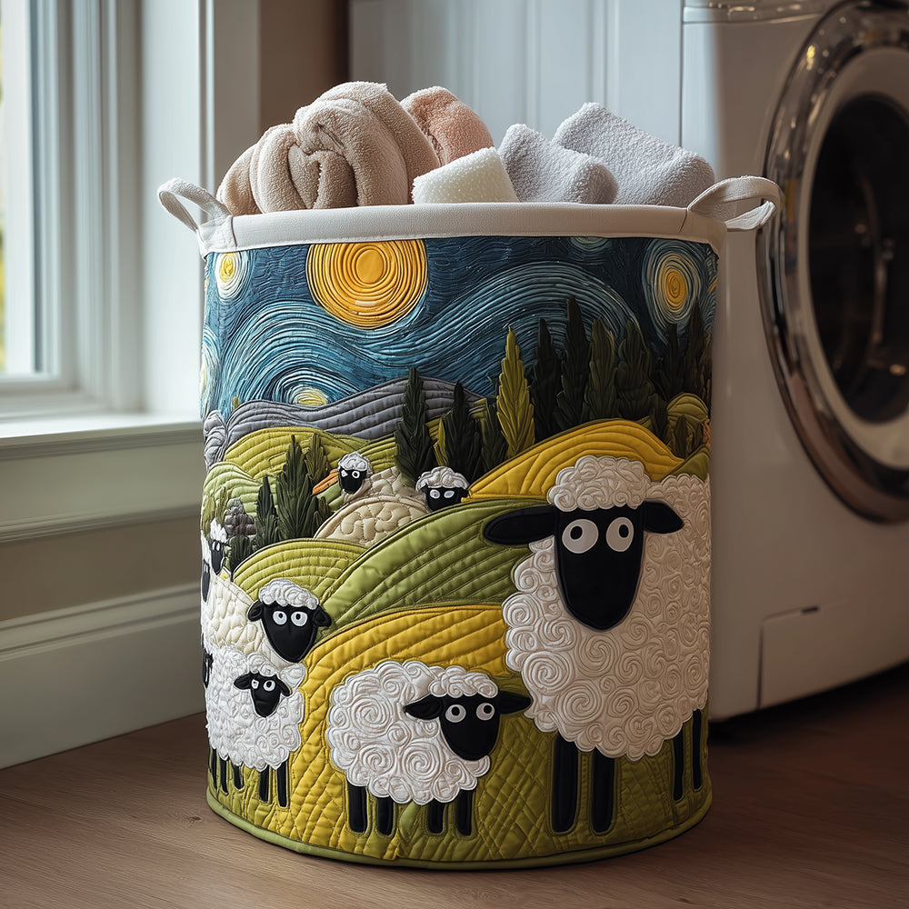 Quilted Laundry Basket - Sheep Under the Stars