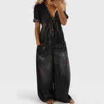 Quinn | Women's V-Neck Denim Jumpsuit