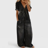 Quinn | Women's V-Neck Denim Jumpsuit