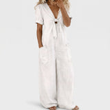 Quinn | Women's V-Neck Denim Jumpsuit