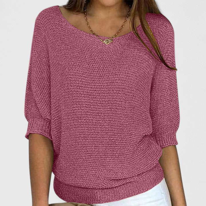 Purple Three-Quarter Sleeve Jumper Pink, studio photo