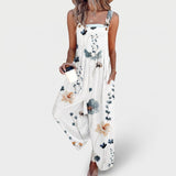 Rochelle | Women's White Wildflower Overalls