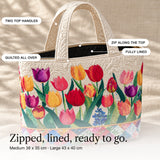 Rosalba | Quilted Handbag with Tulips and a Patchwork Base