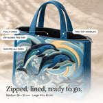 Rosemarie | Quilted Tote Bag with Leaping Dolphins