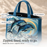 Rosemarie | Quilted Tote Bag with Leaping Dolphins