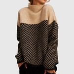 Sand Chevron High-Neck Jumper