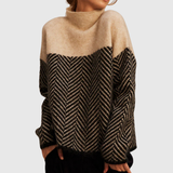 Sand Chevron High-Neck Jumper